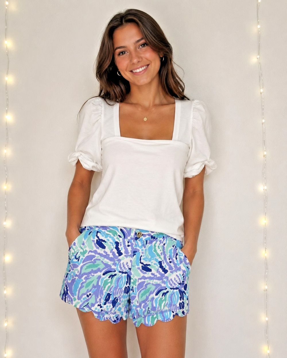 LILLY PULITZER Outfit Jessie Top XXS Buttercup Shorts Lilly's Lilac Nice Ink 0